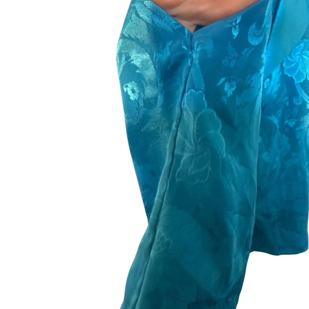 Vintage Victorias Secret Gold Label Top Size XS P Teal Blue Satin Floral Jacquar - Picture 6 of 15